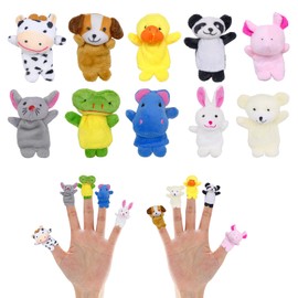 JJYHEHOT 10 Pcs Animal Finger Puppet, Finger Puppets for Babies, Cartoon Finger Puppets Set, Cute Plush Animal Finger Doll, Novelty Toys Gift for Children Birthday Kids Party Baptism Baby Shower