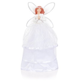 Premier Decorations Angel With Wings Christmas Tree Topper 28cm Festive Xmas Decoration White