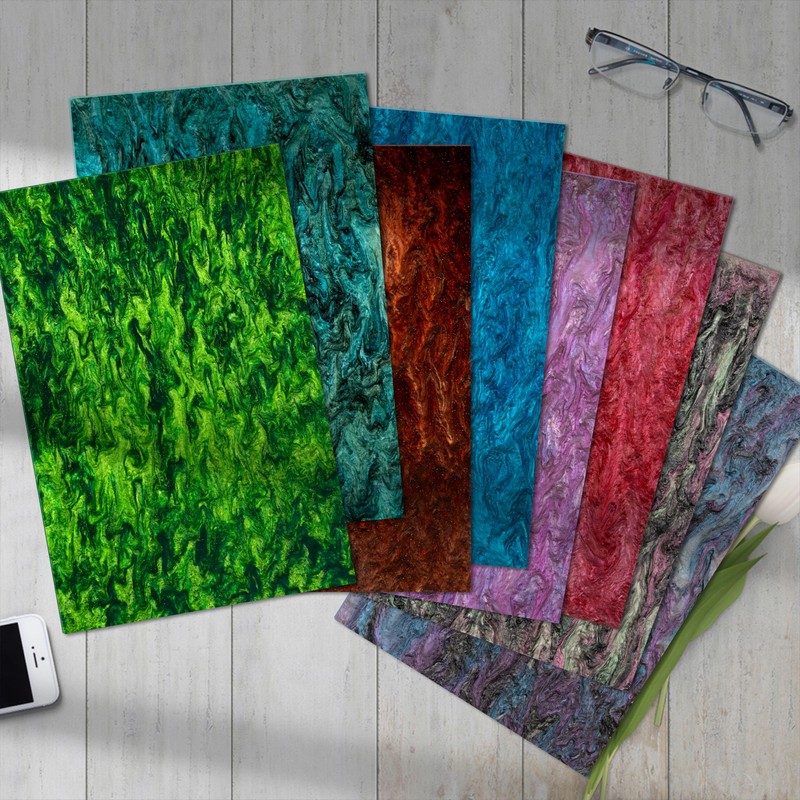 TOEPODO Pearlescent Marble Acrylic Sheets 1/8" Glitter Cast Opaque Plexiglass