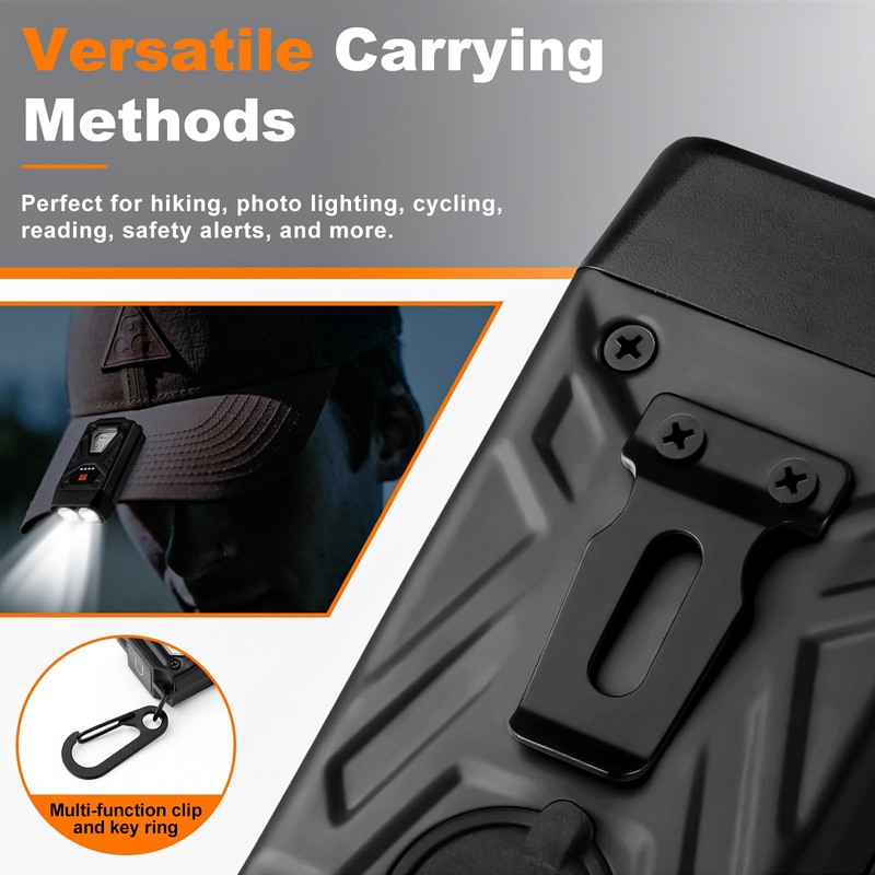 Ciwuzxs EDC Flashlight Clip-On Light, Mini Keychain Flashlight, 7 Lighting