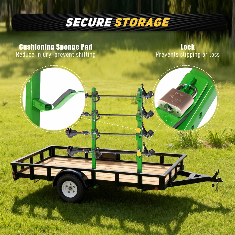 Green 4 Place Trimmer Weed Eater Rack for Open &
