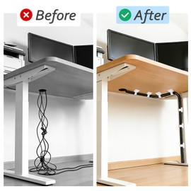 Cable Management Under Desk Detachable Cable Straps, White, 20 Pack