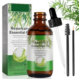 Pure Rosemary Essential Oil, 2.02 fl.oz Natural Rosemary Oil, Rosemary Oil, Reduces Hair Loss, Stimulates Hair Growth, Moisturizes Skin