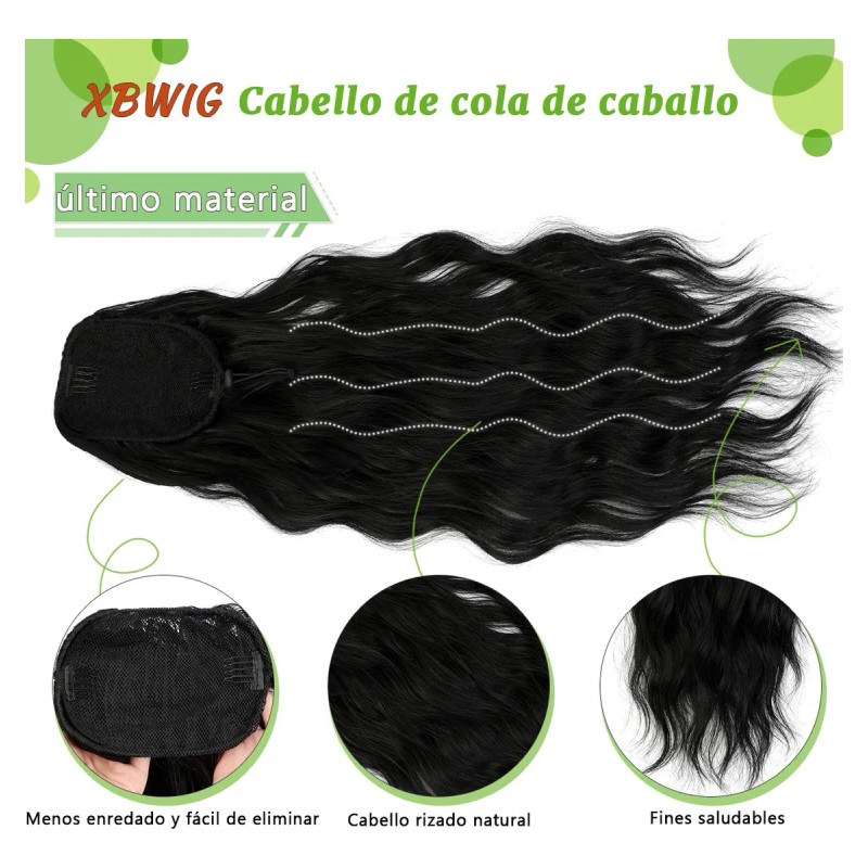 Extensiones Natural Coletas Cola Caballo Ondulado 24 PLG