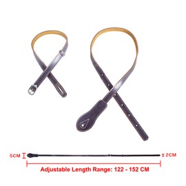 Rayzm Mandolin Strap, Genuine Leather Strap with Suede Backing, Quality Leather Belt for Mandolin/Ukulele, Adjustable Length (Brown)