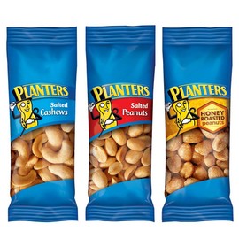 PLANTERS Variety Packs (Salted Cashews, Salted Peanuts & Honey Roasted Peanuts), 36 Packs | Individual Bags of On-the-Go Nut Snacks | No Cholesterol or Trans Fats | Source of Fiber and Healthy Fats