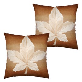 Kwlegh Set of 2 Maple Leaf Autumn Decorations Pillow Covers 22x22 Fall Decor Cotton Linen Pillow Case Beautiful Fall Leaf Farmhouse Throw Pillow Covers for Couch Outdoor Indoor