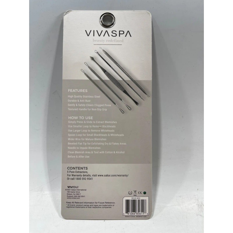VIVASPA NEW VIVASPA Beauty Redefined 5pc SS Blackhead & Whitehead