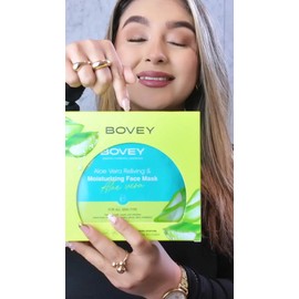 Bovey Mascarillas Faciales Aloe Vera Iluminadoras Pack 7 Unidades Hidratantes Suavizantes Calman Rojeces Ideal para Piel Sensible                     
