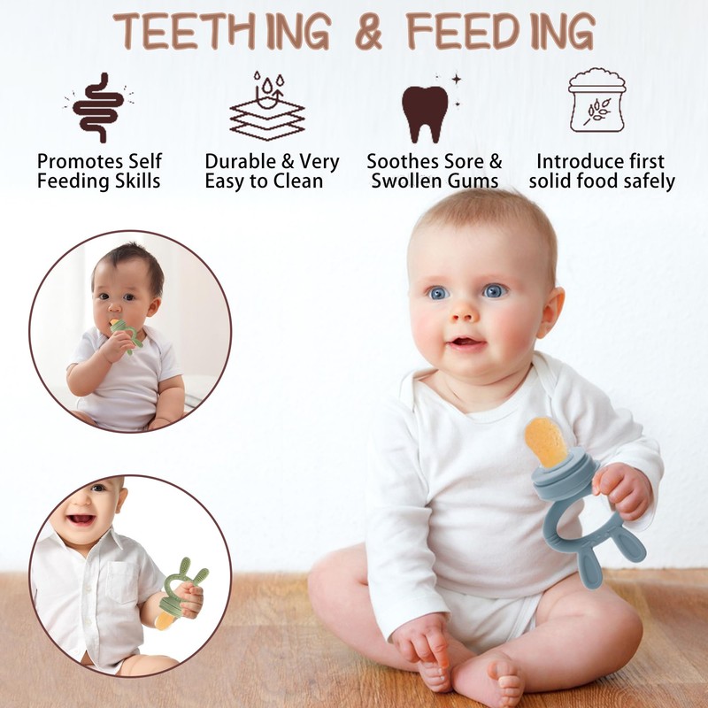 WAJIAYON Baby Breastmilk Popsicle Molds & Baby Fruit Feeder (2