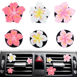 6 Pcs Cute Car Air Freshener Flower Car Air Freshener Vent Clips Cherry Flowers Vent Clips Reusable Cars Fresheners Accessories Aesthetic Interior Airs Vents Decor Clip for Women (Cherry Flower)