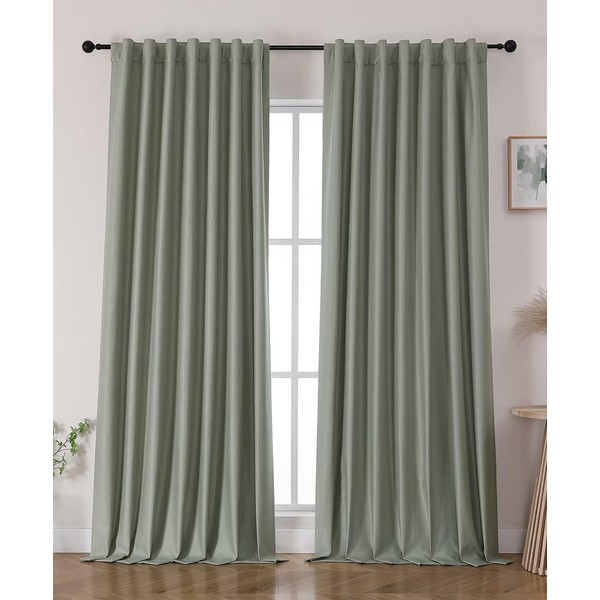 Joydeco Blackout Curtains for Bedroom 72 inches Long，Back Tab/Rod Pocket