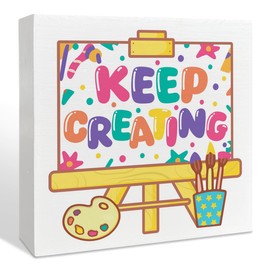 Artist Painter Gifts, Gifts for Artist Art Teacher Painter Women Men, Artist Painter Wooden Box Sign Decor, Artist Wood Box Sign Decorations for Home Office Art Studio Room, Keep Creating