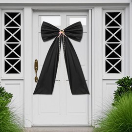AZKRWFLM Large Satin Black Bow for Decoration – Giant Oversized Bow Wall Decor for Birthday, Backdrop, Party, Door, Baby Shower, Graduation, Wedding, Bachelorette, Home Decor (Black)