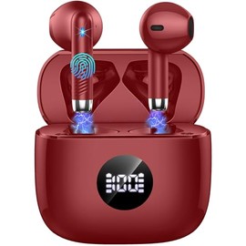 Jxrev Bluetooth Headphones in Ear Stereo, Wireless Earphones with USB-C Charging and LED Power Display, Earbud with IP7 Waterproof