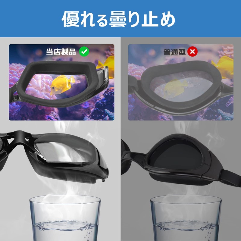 [ヘルナース] ゴーグル 水泳 大人用 度付きゴーグル スイミングゴーグル 水中メガネ スイムゴーグル UVカット 曇り止め