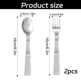 2 Pcs Folding Spoon and Fork,304 Stainless Steel Spork Portable Camping Cutlery,Foldable Fork for Outdoors Picnic Thermos Travel Tableware