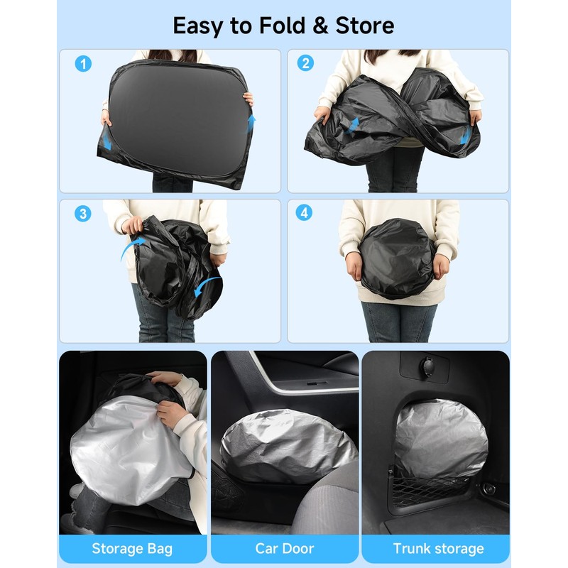 EVOOOR 8PCS Windshield Sun Shade for Toyota Highlander 2014-2019 Accessories-