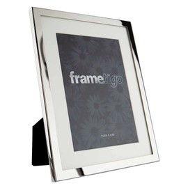 Frametigo Silver Plated White Mount Photo Frame - Fits Photo Size 6"x8" (15x20cm)