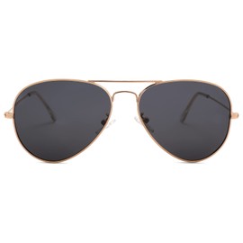 Pro Acme Classic Polarized Pilot Sunglasses for Men and Women UV400 Protection (Gold Frame | Black Lens)