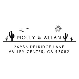 Cactus Return Address Stamp, Desert Address Stamp Self-Inking, 1 x 2.5 inches