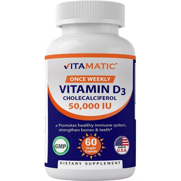 Vitamatic Vitamina D3 50,000iu Inmunidad Corazon 60 Capsulas Eg D101
