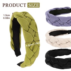 Vintage Padded Headbands, CHmiss Costume Headband Women, Pack of 4 Vintage Headband, Wide Vintage Headband, Velvet Braided Headband, for Women and Girls