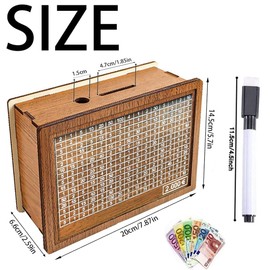 Wooden Money Box, Reusable Money Box with Numbers, Retro Money Box Storage Box, Money Box for Helps Adults and Children Habit to Save