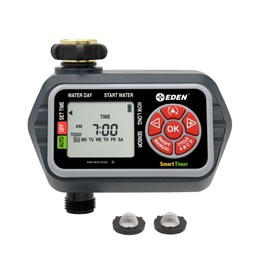 Eden 93411 1-Zone Digital Water Timer with LCD Display - Programmable Sprinkler System Manual Watering Rain Delay and Moisture Sensor Compatibility