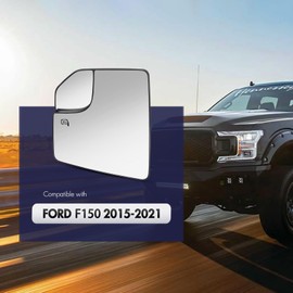 SNEMEEY Compatible with Ford F150 Driver Side Mirror Glass Replacement Power Heated Towing Mirrors - Left Side View Mirror Glass with Blind Spot, Backing Plate, FL3Z17K707A, 2015-2021