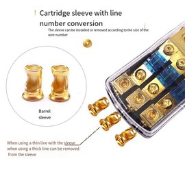 4 Way ANL Fuse Holder, Copper 0/2/4 Gauge to 4/6/8 Gauge 60 Amp Fuse Distribution Block for Car Audio Amplifier Replacement Accessories