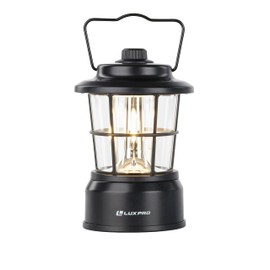 LUXPRO Retro LED Lantern - Battery-Powered Emergency Lantern - Water Resistant - Bright LED Lamp for Indoor & Outdoor Use - Use for Tents, Hiking or Hurricane Prep - Black
