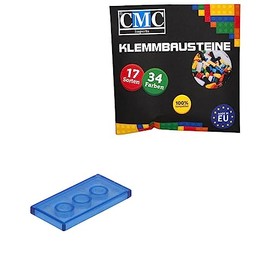 50 x Clamping Blocks Tiles Building Blocks 2 x 4 Nubs Compatible 34 Colours Free Choice of Colours (192 - Blue Transparent)