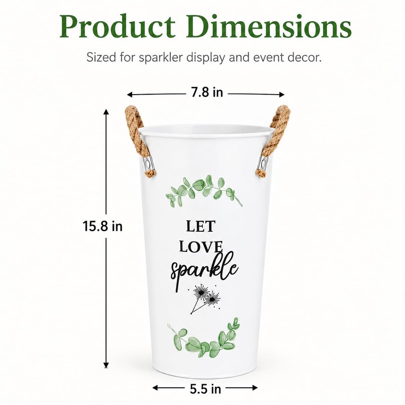 Wedding Sparkler Buckets, 2 Pack Metal Holders