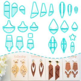 TAINSKY Leather Polymer Clay Cutters, Boho Clay Cutters, Multiple Clay Cutters for Polymer Clay Jewelry, 20 Pcs Tip Polymer Clay Cutters for Earrings