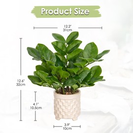 Briful Artificial Plants Indoor 12.6 Inch Fake Potted ZZ Plants Realstic Silk Plants for Home Office Coffee Table Bathroom Kitchen Decor Indoor(Green, 1 Pack)