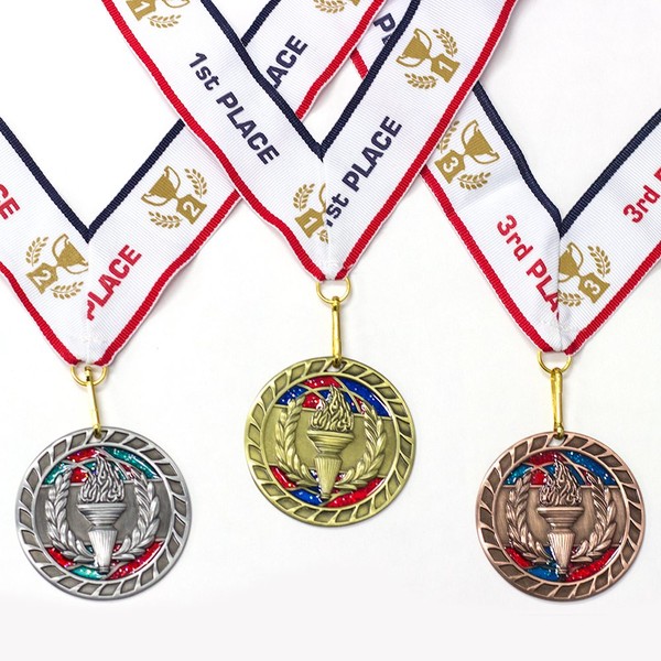 All Quality 1st 2nd 3rd Place Victory Award Medals - 3 Piece Set (Gold, Silver, Bronze) Includes Ribbon