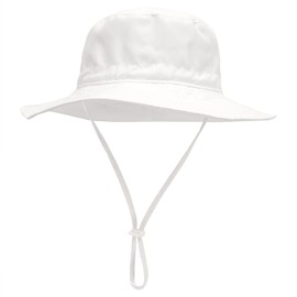 Baby Sun Hat Toddler Beach Swim Hats UPF 50+ Summer Bucket Hat Kids Infant Wide Brim Adjustable Sun Hat for Baby Boy Girls White