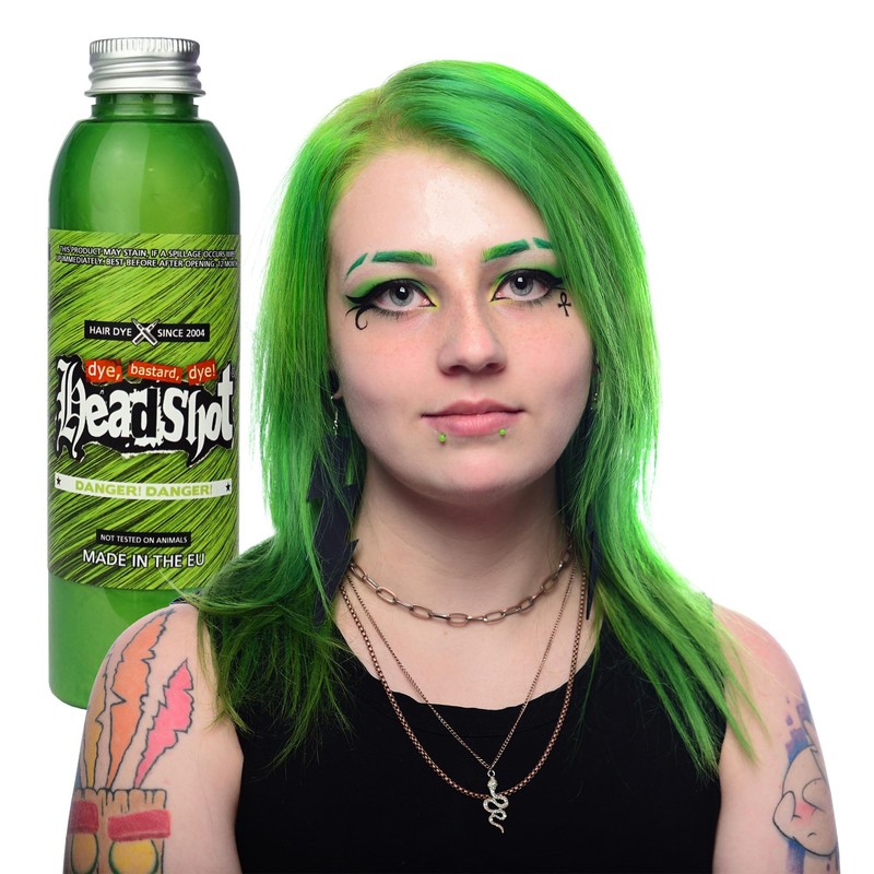Headshot Danger! Danger! Green Hair Colour Semi-Permanent Hair Dye 150ml