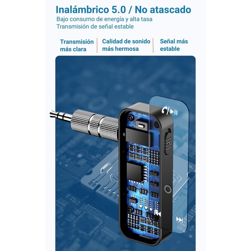 NIHO Adaptador Bluetooth 5.0 3,5 mm Jack Aux, Transmisor/Receptor Inalámbrico