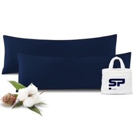 SP Cotton Navy Blue Solid Body Pillowcase 20x72 inch, 600 Thread Count, Perfect for Pregnant Women, Machine Washable