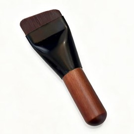 FTmoonie Foundation Brush, Spatula Shape, Flat Top, Makeup Brush, Face Brush, Portable Type, Super Soft Brown Fiber Bristles, Short Wood Handle, Pack of 1 for Daily Use, Convenient to Carry