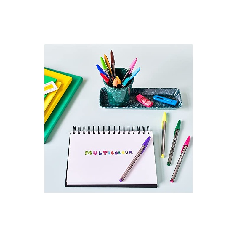 BIC Megatubo 20 Pcs Colorful Crystal Ballpoint Pens (1mm Tip)
