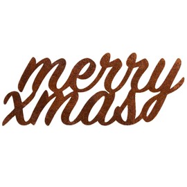 Deko Kind - Rusty MerryXMas - 19 x 8 cm - Weather Resistant - Patina - Rust Garden Stake - Metal - Garden Figure - Rust Decoration - Wall Decoration - Merry X Mas - Merry Christmas
