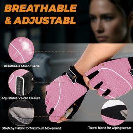 Hopedas Weight Lifting Gym Workout Gloves Full Palm Protection for Men and Women,Breathable Sport Gloves for Training,Fitness,Exercise,Yoga, Pilates,Cycling，Pink