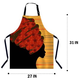 BGBDEIA African Woman in Traditional Turban Chefs Apron, Cooking and Baking Apron for Men and Women, Kitchen Apron, Butchers Apron, BBQ & Catering Bibs