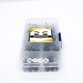 GorgeousLash 1000 Premade Lash Fans. 10D, 8D, 7D, 6D, 5D, 4D, 3D. Eyelash extensions, Handmade! (Curl C- 10D -1000 Fans, 10mm)