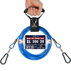 ROYAL PAW Dog Tie Out Cable - Tie Out Cable for Dogs (up to 300 lbs) - Use Dog Tie-Outs & Stakes for Outside - Best Heavy Duty Dog Leash for Large Dogs (20ft - Blue Cobalt)