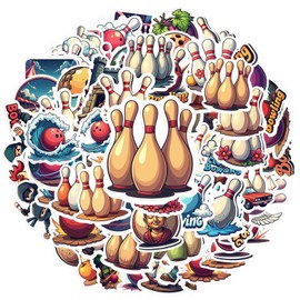 150Pcs Cartoon Bowling Stickers, Waterproof Bowling Sticker for Water Bottle Laptop Phone Cases Planner Skateboard Luggage Helmet Party Favor Decor, Ideal for Adults Teens Teacher Rewards C1R7P
