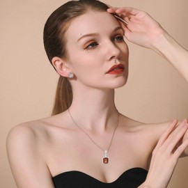 ATTA GEMS Womens Pendant Necklace 925 Sterling Silver Necklace for Women Fashion Trendy Dainty Gemstones Necklaces for Wedding Party (square)